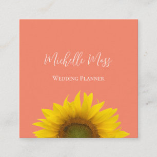 Carte De Visite Carré Code QR de tournesol moderne Elegant Peach