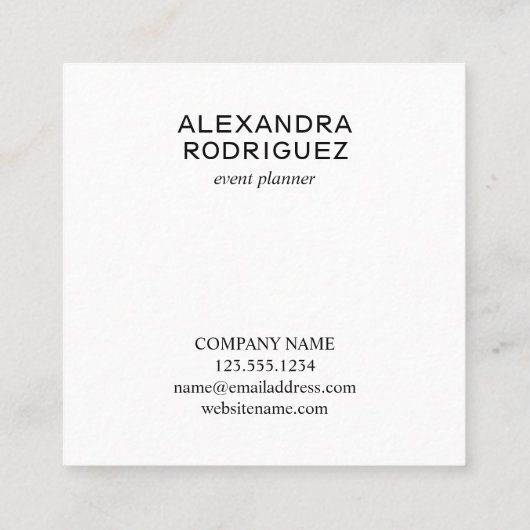 Carte De Visite Carré Code QR d'entreprise personnalisable Nom de longue (Dos)