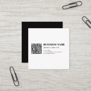 Carte De Visite Carré Code QR d'entreprise & Texte Rétro-Moderne Modifia