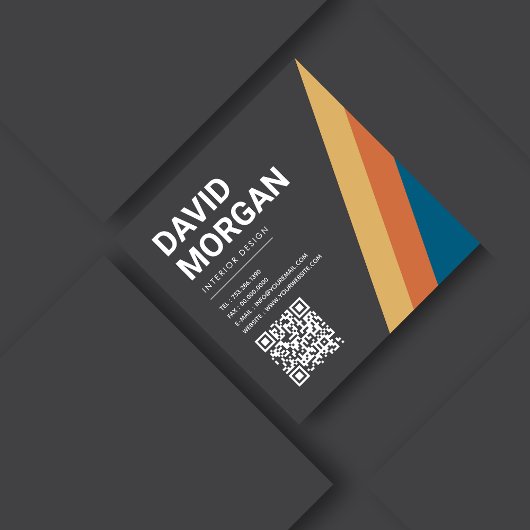 Carte De Visite Carré Code QR des bandes rétro