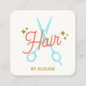 Carte De Visite Carré Code QR des ciseaux de coiffeur mignons (Devant)