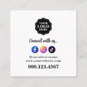 Carte De Visite Carré Code QR des médias sociaux stylé et simple (Devant)