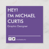 Carte De Visite Carré Code QR du concepteur graphique moderne violet (Devant)