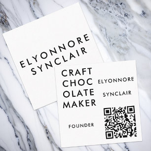 Carte De Visite Carré Code QR du fondateur de chocolat artisanal blanc m