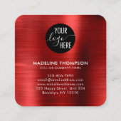 Carte De Visite Carré Code QR du logo de la société Rouge métallique bro (Devant)