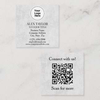 Carte De Visite Carré Code QR du logo exécutif gris professionnel
