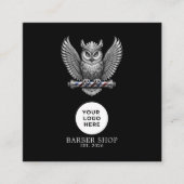 Carte De Visite Carré Code QR du logo professionnel Silver Owl Barber Sh (Devant)