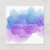 Carte De Visite Carré Code QR du lot d'aquarelle Indigo (Devant)