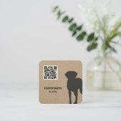 Carte De Visite Carré Code QR du marcheur de chien (Debout devant)