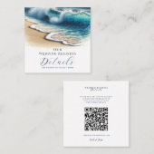 Carte De Visite Carré Code QR du Registre côtier des vagues de l'océan q (Devant / Derrière)