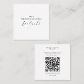 Carte De Visite Carré Code QR du registre Mariage minimal moderne blanc (Devant / Derrière)