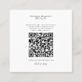 Carte De Visite Carré Code QR du registre Mariage minimal moderne blanc (Dos)