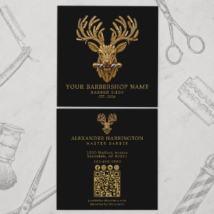 Carte De Visite Carré Code QR du salon de coiffure Master Barber Gold St