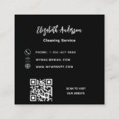 Carte De Visite Carré Code QR du service de nettoyage à domicile noir (Dos)