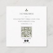 Carte De Visite Carré Code QR du service de nettoyage de maison (Dos)