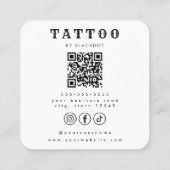 Carte De Visite Carré Code QR du Studio de Tatouage Professionnel (Dos)