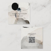 Carte De Visite Carré Code QR du thérapeute de l'aquarelle Abstraite (Devant / Derrière)