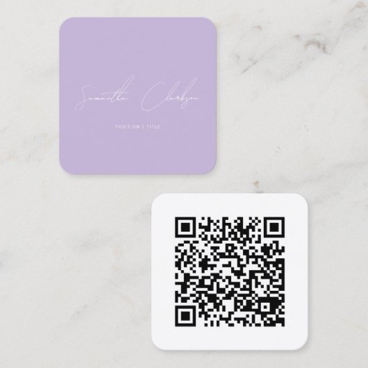 Carte De Visite Carré Code QR écriture manuscrite moderne rose (Devant / Derrière)