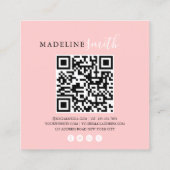 Carte De Visite Carré Code QR écriture rose girly carré (Dos)