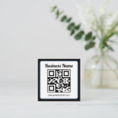 Carte De Visite Carré Code QR éditable & Texte avec bordure bleu clair (Debout devant)