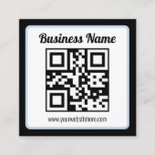 Carte De Visite Carré Code QR éditable & Texte avec bordure bleu clair (Devant)