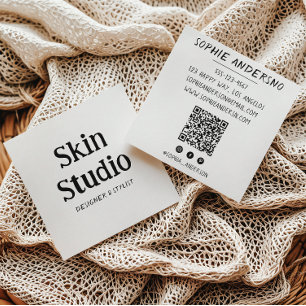 Carte De Visite Carré Code QR Esthéticienne de Salon de Beauté Soins de