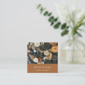 Carte De Visite Carré Code QR Fashion Designer Boutons à coudre Terracot (Debout devant)