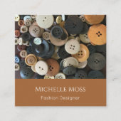 Carte De Visite Carré Code QR Fashion Designer Boutons à coudre Terracot (Devant)