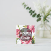 Carte De Visite Carré Code QR Fleur rose moderne pour blogueuse (Debout devant)