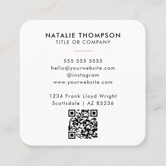 Carte De Visite Carré Code QR Fleur sauvage élégant professionnel (Devant)