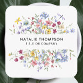 Carte De Visite Carré Code QR Fleur sauvage élégant professionnel