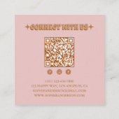 Carte De Visite Carré Code QR Floral Rétro Rose (Dos)