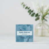 Carte De Visite Carré Code QR Géode Aquarelle Bleue Professionnel (Debout devant)