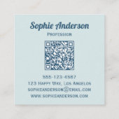 Carte De Visite Carré Code QR Géode Aquarelle Bleue Professionnel (Dos)