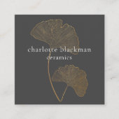 Carte De Visite Carré Code QR Gingko Leaf (Devant)