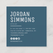 Carte De Visite Carré Code QR Gras Moderne Simple Style Bleu (Dos)