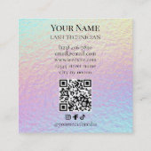 Carte De Visite Carré Code QR holographique Technicienne de cils beige e (Dos)