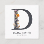 Carte De Visite Carré Code QR initial du Fleur sauvage Boho (Devant)