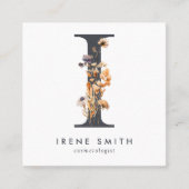 Carte De Visite Carré Code QR initial du Fleur sauvage Boho I (Devant)