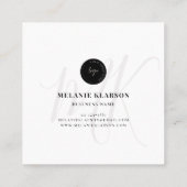 Carte De Visite Carré Code QR Initial Minimal Monogramme Noir et Blanc (Dos)