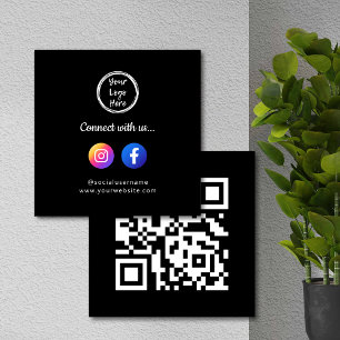 Carte De Visite Carré Code QR Instagram & Facebook des médias sociaux