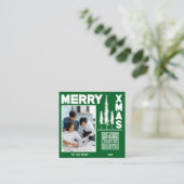 Carte De Visite Carré Code QR Joyeux vert et blanc (Debout devant)