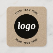 Carte De Visite Carré Code QR Kraft avec logo et texte simple (Devant)