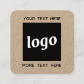 Carte De Visite Carré Code QR Kraft simple logo et texte (Devant)
