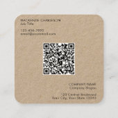 Carte De Visite Carré Code QR Kraft simple logo et texte (Dos)