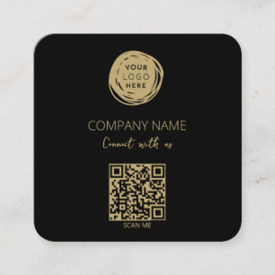Carte De Visite Carré Code QR Logo d'entreprise Noir