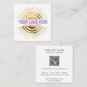 Carte De Visite Carré Code QR Logo d'entreprise Simple (Devant / Derrière)