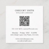 Carte De Visite Carré Code QR Logo d'entreprise Simple (Dos)