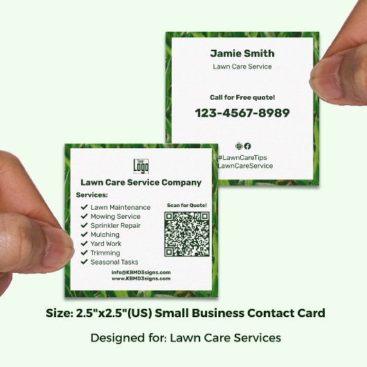 Carte De Visite Carré Code QR Logo Entretien de Jardin Déclaration CTA 