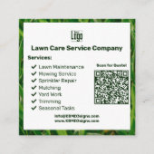 Carte De Visite Carré Code QR Logo Entretien de Jardin Déclaration CTA  (Devant)